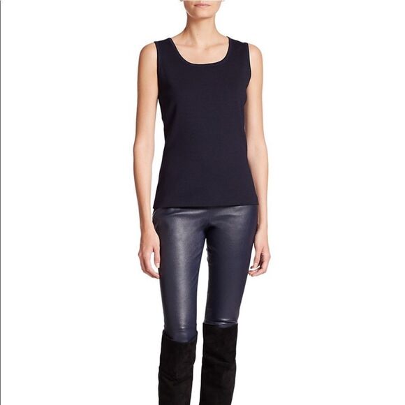 St. John Tops - St.John Caviar Knit Tank Top XL Navy Wool&Rayon Mix